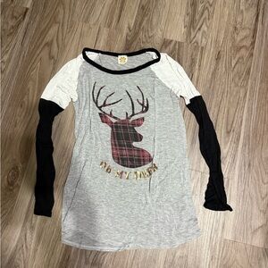 Oh My Deer Gray and Black Top